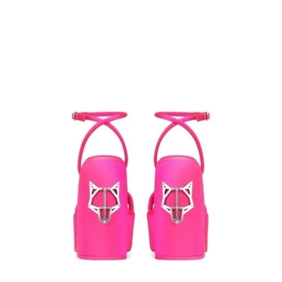 NEW! Naked Wolfe- Jennie Hot Pink Satin Platform Sandals With Heels Size 9 - Picture 3 of 15